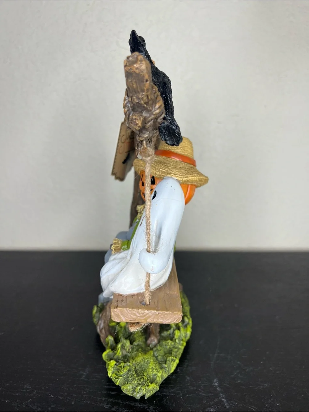 NEW Sweet Street Halloween Pumpkin Scarecrow & Ghost on a Swing Decor
